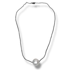 Natural Pearl Choker Necklace Cable Chain Lobster Silver Tone Women's Jewelry